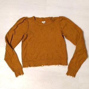 Aerie distressed puff sleeve sweater size small